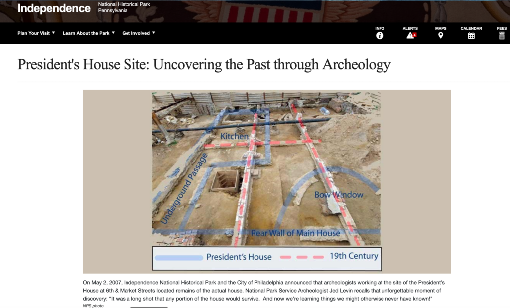 18th and 19th century archaeological ruins at the site of the President's House in Independence National Historical Park, Philadelphia, PA